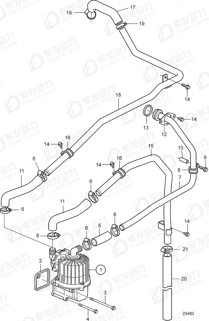 volvo penta Pipe 21361375 Drawing volvo penta Pipe 21361375 Drawing